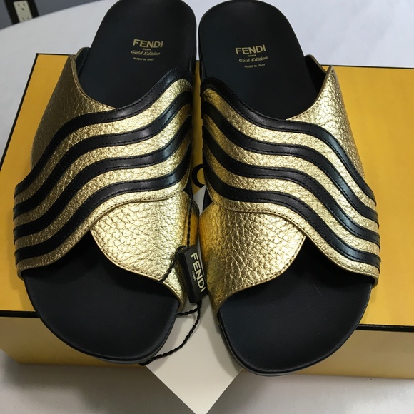 Fendi Gold/Black Edition Sandals - Picture 11 of 11
